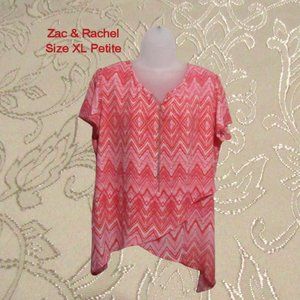 Zac & Rachel women top blouse size XL pet short sleeves layered pink pri…
